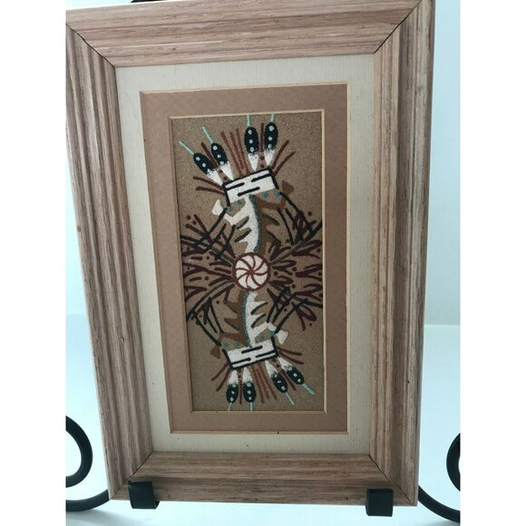 Vintage Authentic Healing God Navajo Authentic Sand Painting Titled & Signed - Picture 1 of 8